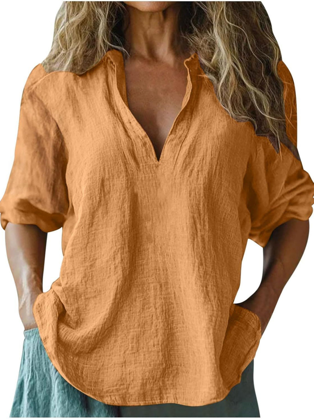 Damen lässige Leinenbluse EB