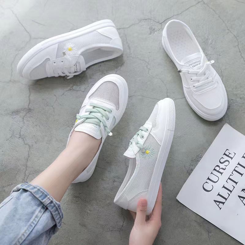 Damen lässige Sneaker mit buntem Blumenmotiv EB