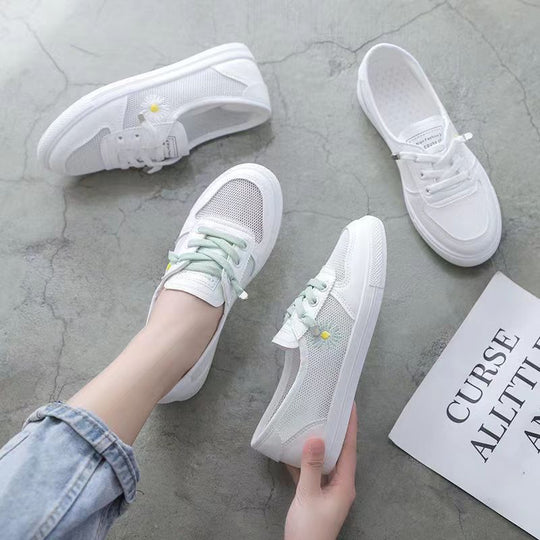 Damen lässige Sneaker mit buntem Blumenmotiv EB