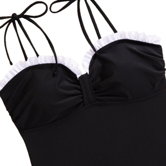 Damen Einteiliger Badeanzug mit floralem Bustier-Design und eleganter Rüsche EB
