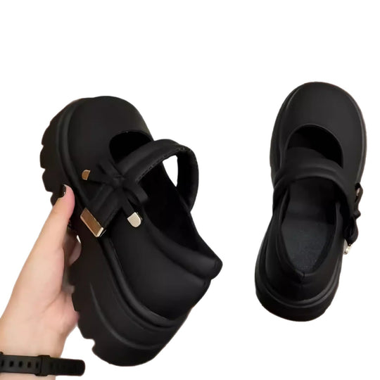 Damen Komfortable Chunky-Pantoletten mit verstellbarem Riemen und rutschfester Sohle EB