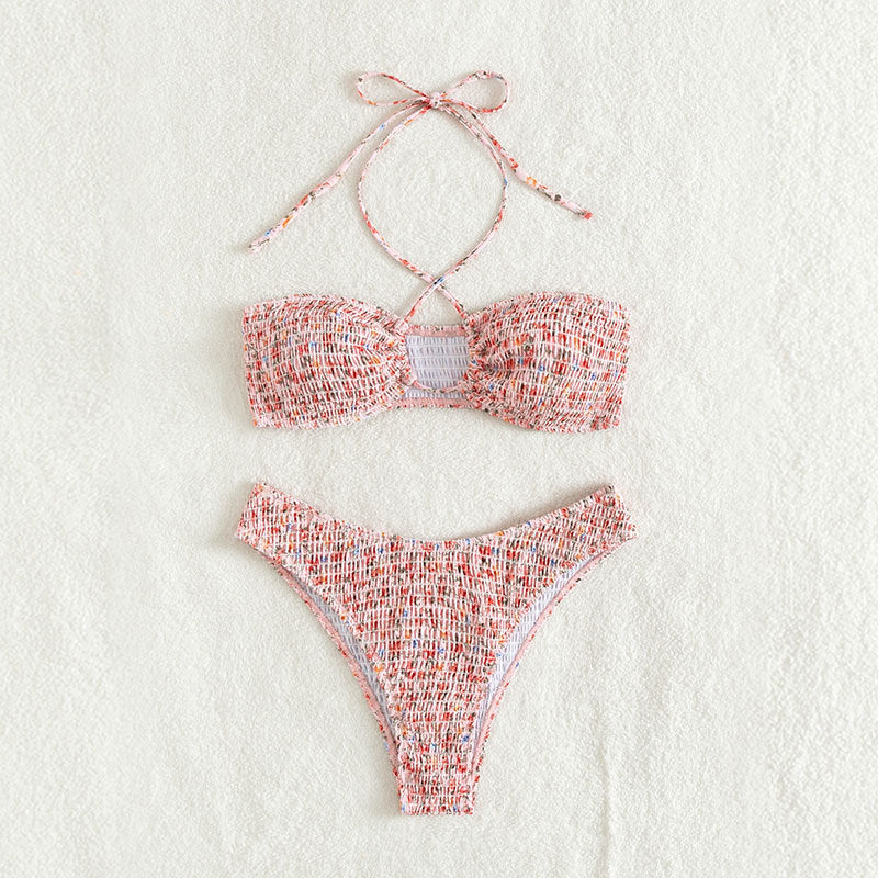 Damen Bandeau-Bikini mit geflochtenem Design und verstellbaren Trägern EB