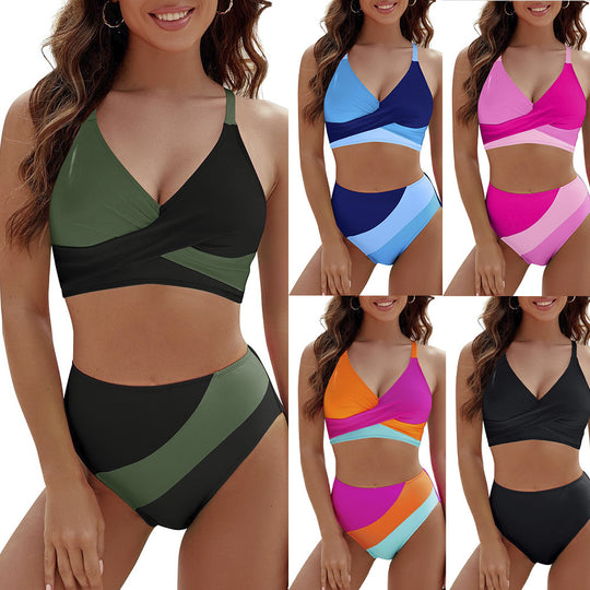 Damen Sportlicher Bikini-Set mit modernem Wickeldesign EB