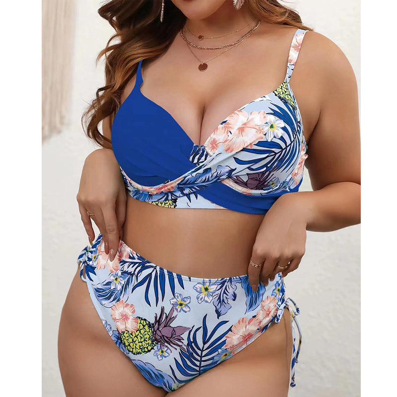 Damen Hochtailliertes Bikini-Set mit floralem Wickel-Top EB