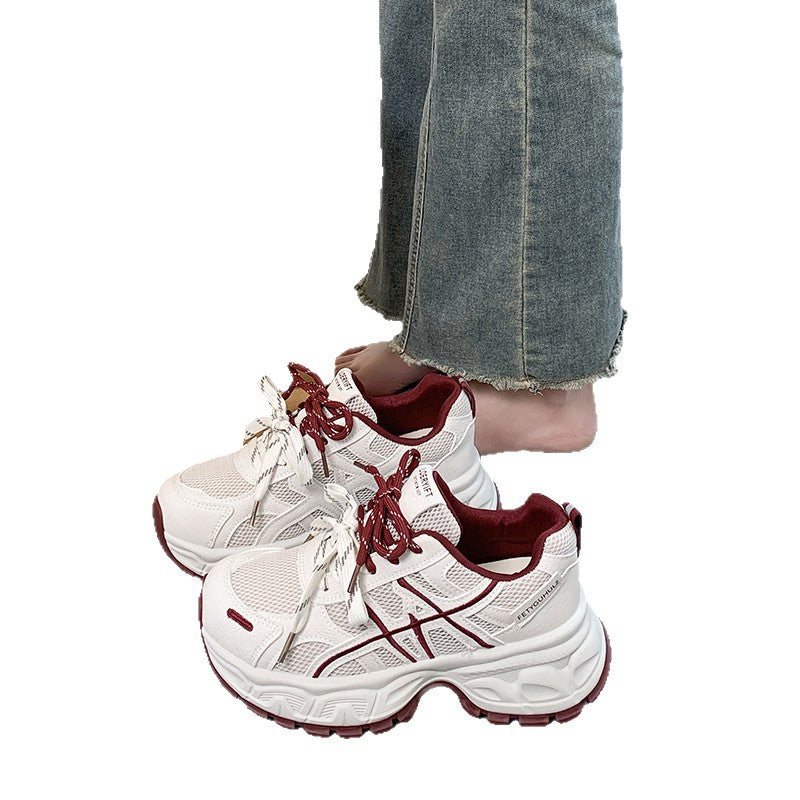 Damen Sportliche Chunky Sneakers mit atmungsaktivem Mesh-Obermaterial und rutschfestem Profil EB