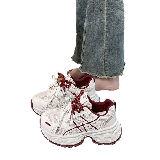Damen Sportliche Chunky Sneakers mit atmungsaktivem Mesh-Obermaterial und rutschfestem Profil EB