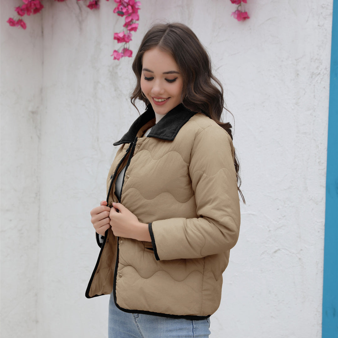 Damen gesteppte Kurzjacke mit schickem Kragen EB