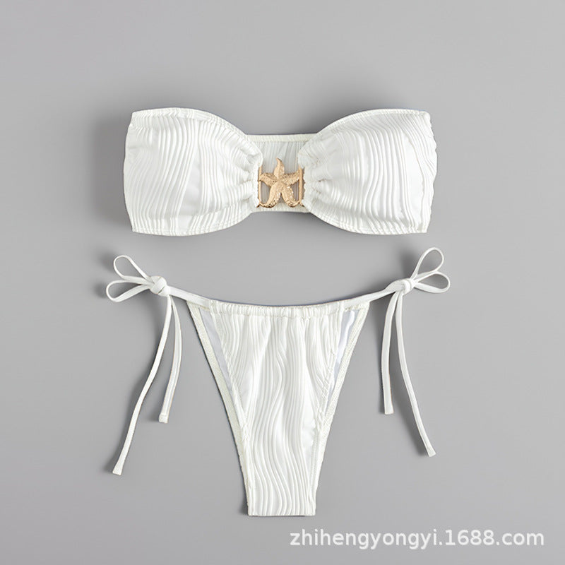Damen Bandeau-Bikini mit dekorativem Muschelverschluss EB