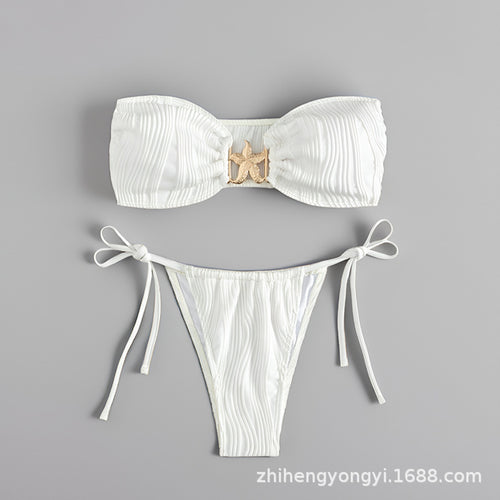 Damen Bandeau-Bikini mit dekorativem Muschelverschluss EB