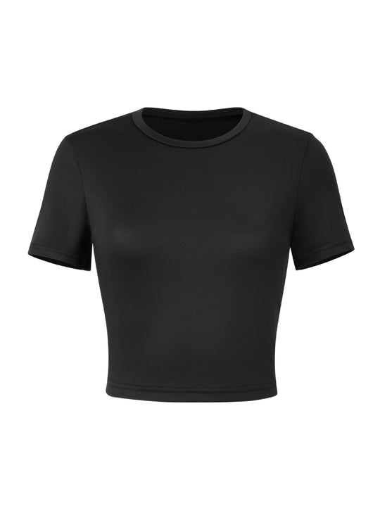 Damen Kurzärmliges Crop-Top aus atmungsaktivem Material EB