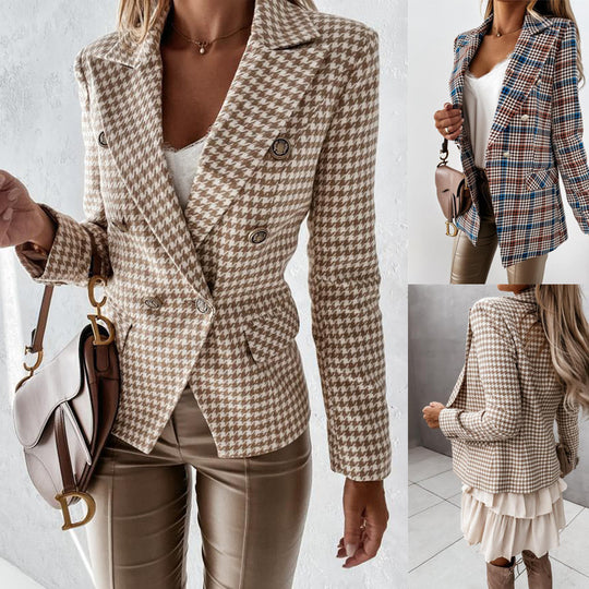 Damen eleganter Blazer mit doppelter Knopfleiste und feinen Details EB