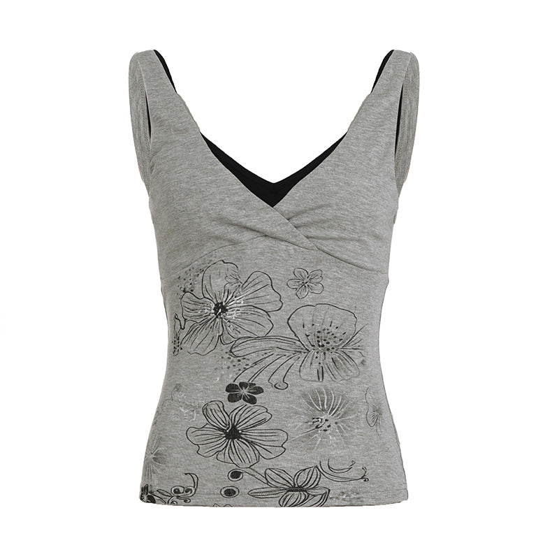 Damen Crop-Top mit floralem Design und Spaghetti-Trägern EB