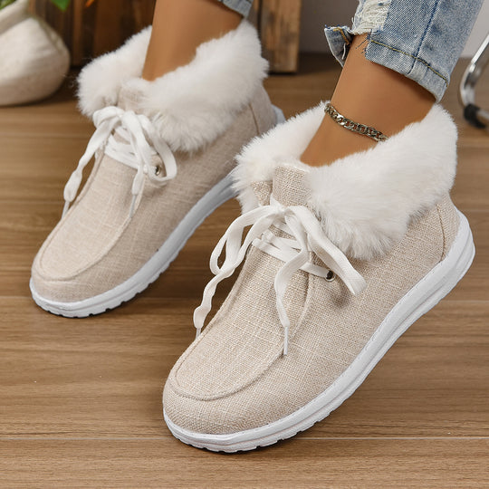 Damen Komfortable Sneaker mit Plüschkragen und rutschfester Sohle EB