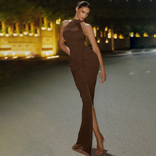 Damen Figurbetontes Maxikleid mit eleganter Drapierung EB