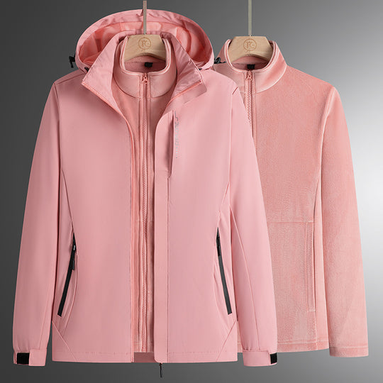 Herren modularer Softshell-Parka mit herausnehmbarer Fleece-Innenjacke, winddichter Außenhülle und verstellbarer Kapuze EB