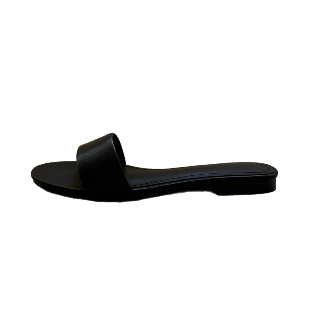 Damen Elegante Schlupfsandalen mit breitem Riemen aus hochwertigem Leder EB