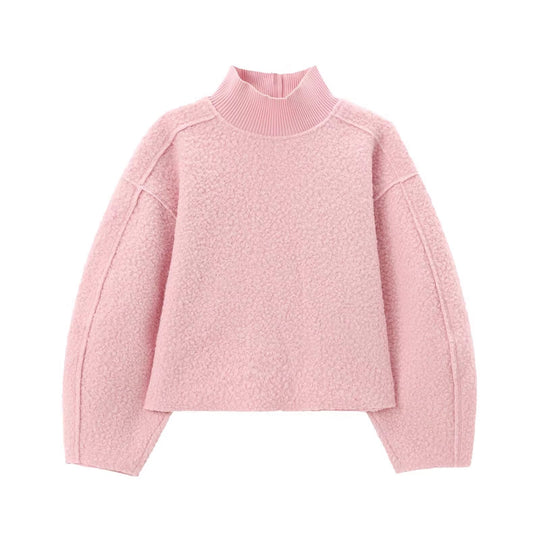 Damen Grobstrickpullover mit hohem Kragen EB