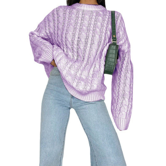 Damen Grobstrickpullover mit raffiniertem Zopfmuster aus weichem Material EB