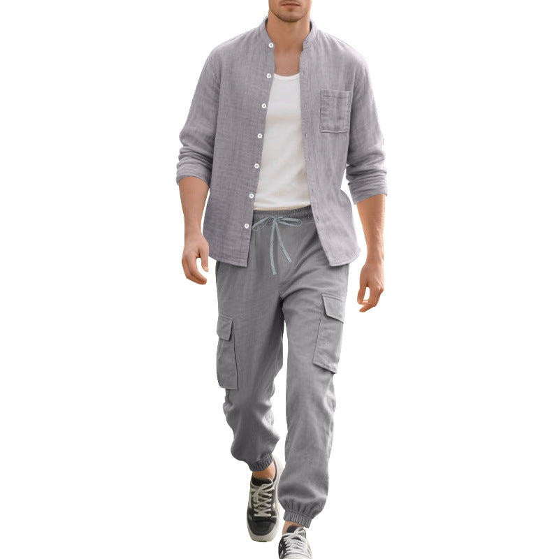 Herren lässiges Leinen-Set mit praktischen Taschen und atmungsaktiver Stoffqualität EB