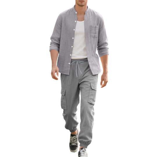 Herren lässiges Leinen-Set mit praktischen Taschen und atmungsaktiver Stoffqualität EB