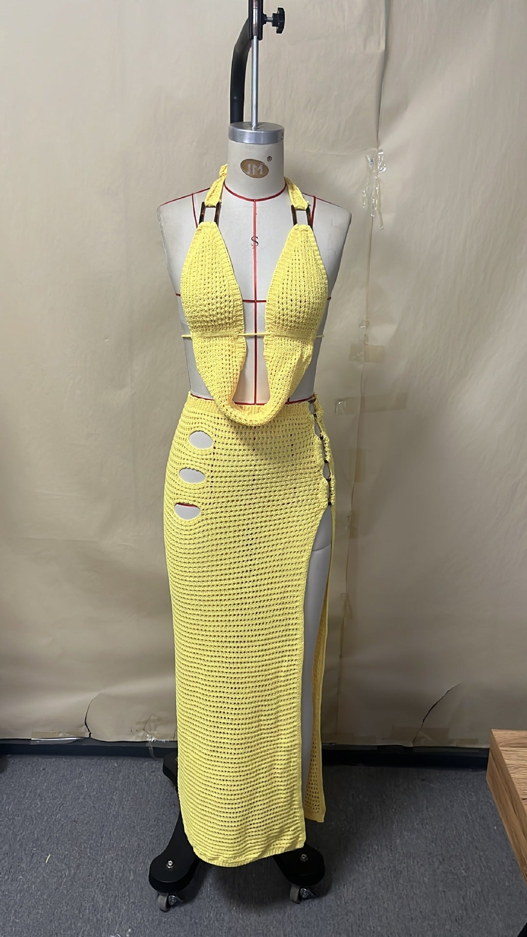 Damen atemberaubendes Cut-Out Maxikleid EB