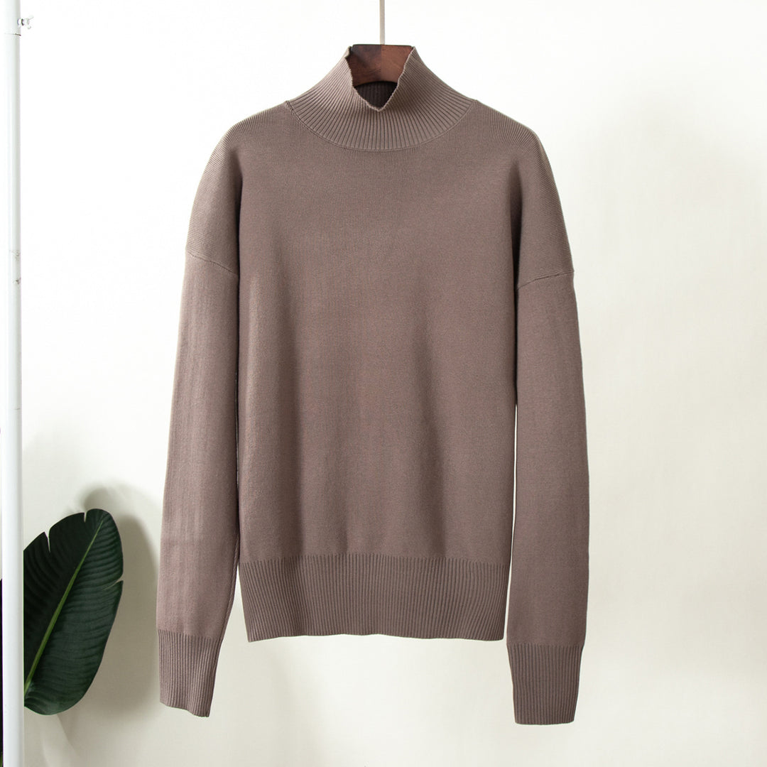 Damen eleganter Strickpullover mit hohem Kragen EB