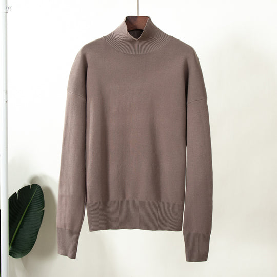 Damen eleganter Strickpullover mit hohem Kragen EB