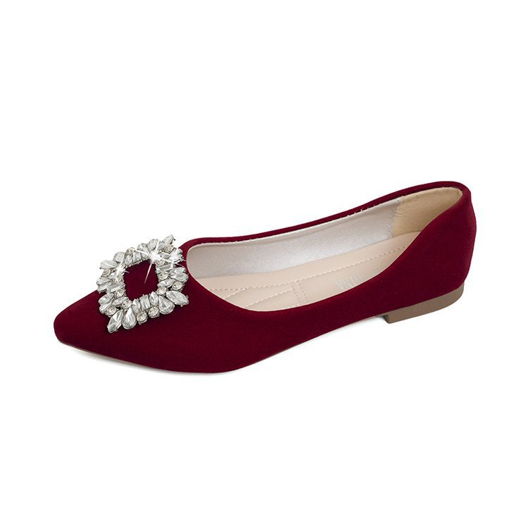 Damen elegante Ballerinas mit funkelnder Blütenapplikation EB
