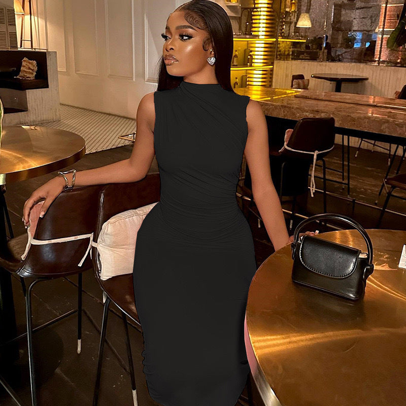 Damen Elegantes figurbetontes Midi-Kleid mit asymmetrischem Saum EB