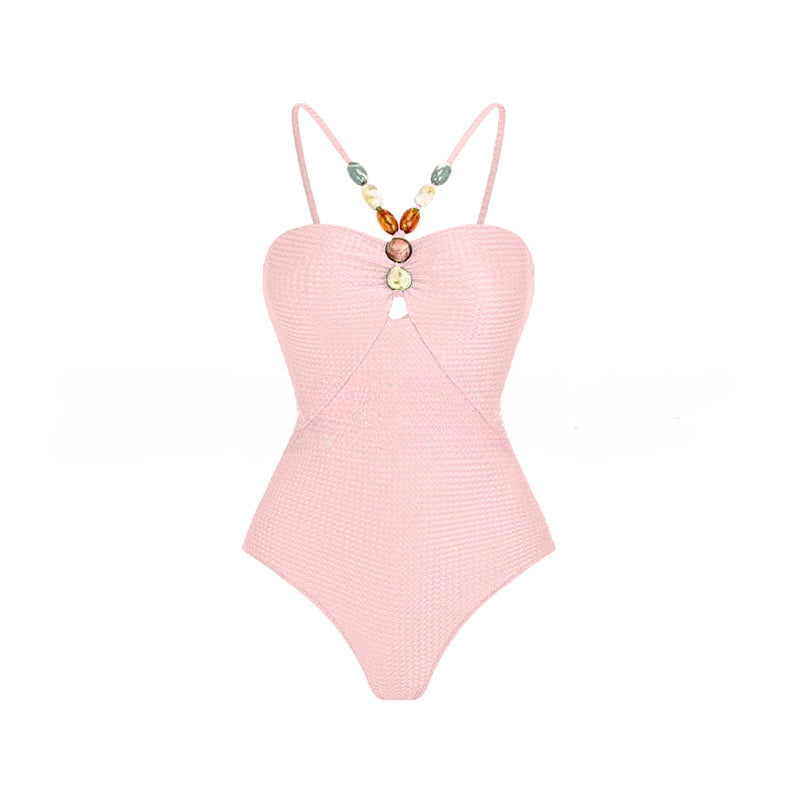 Damen Einteiliger Badeanzug mit modischen Schmuckdetails EB