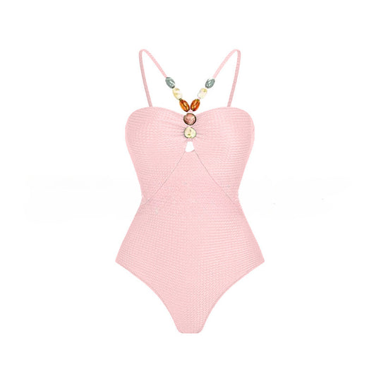 Damen Einteiliger Badeanzug mit modischen Schmuckdetails EB