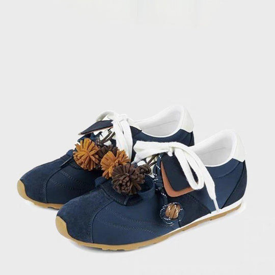 Damen modische Sneaker mit Blumenapplikationen EB