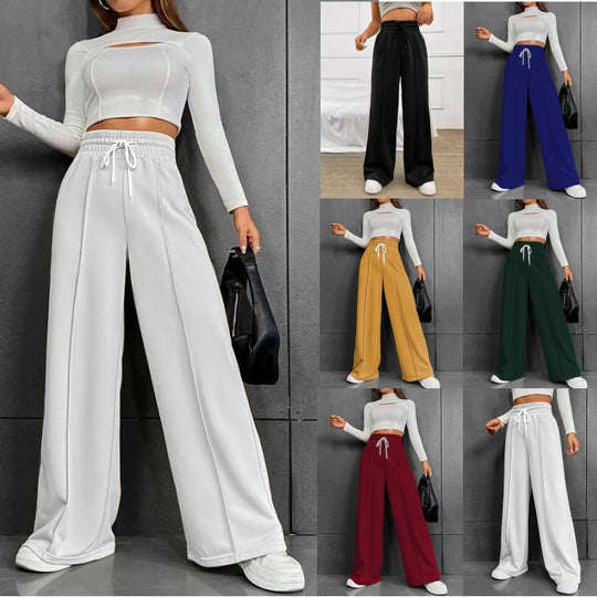 Damen weite Freizeit-Hose mit elastischem Bund und seitlichen Taschen EB