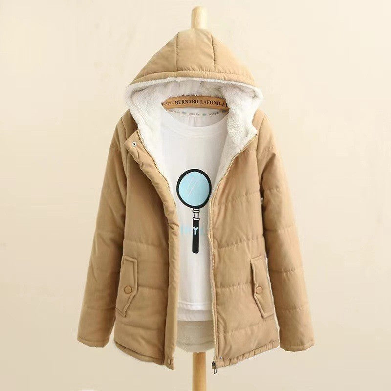 Damen gesteppte Winterjacke mit Kapuze und warmem Innenfutter EB