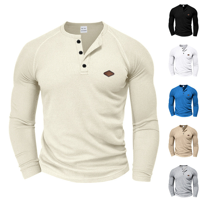 Herren Langarm Hemd mit strukturiertem Gewebe und modischen Knopfdetails EB