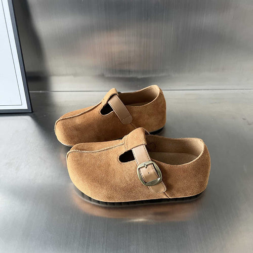Damen Komfortable Wildleder-Clogs mit verstellbarem Riemen und ergonomischem Fußbett EB