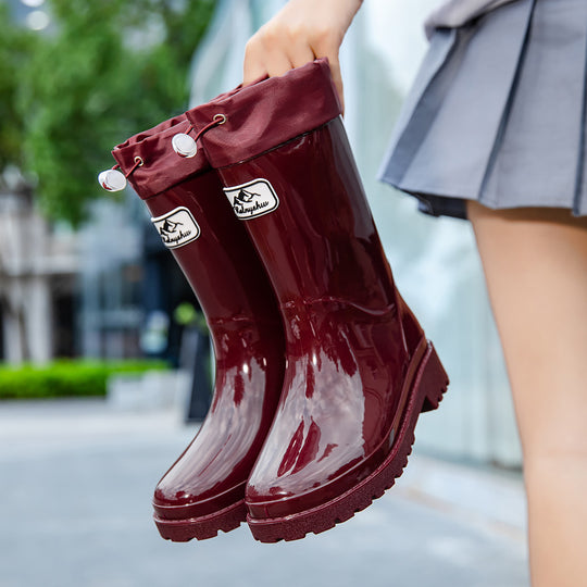 Damen Hochwertige und Stylische Gummistiefel mit Verstellbarem Schnürsystem EB