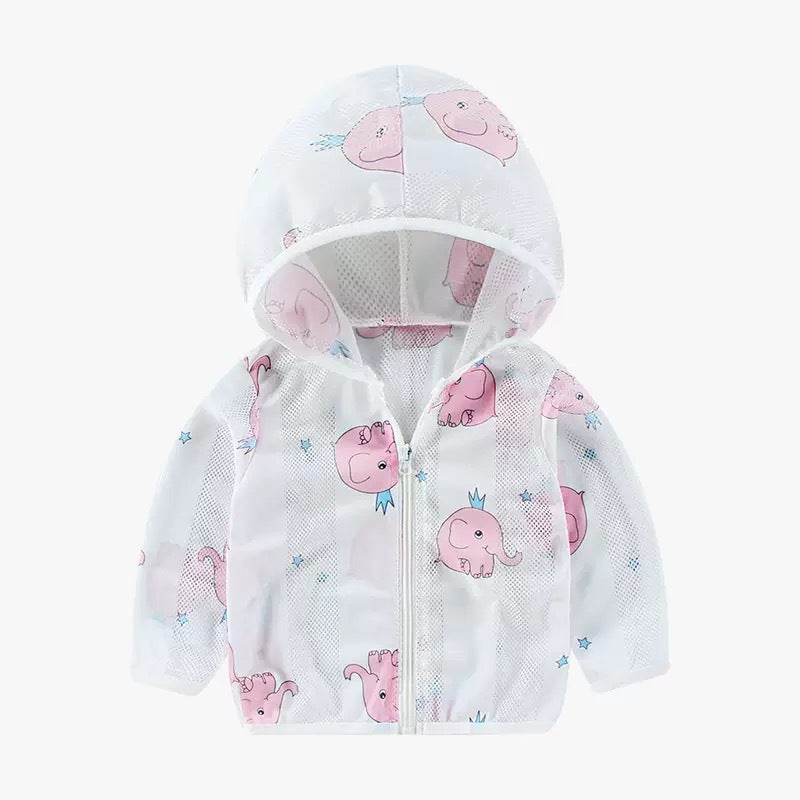 Unisex nan leichte kapuzen mesh sonnenschutzjacke mit süßem bärendruck EB