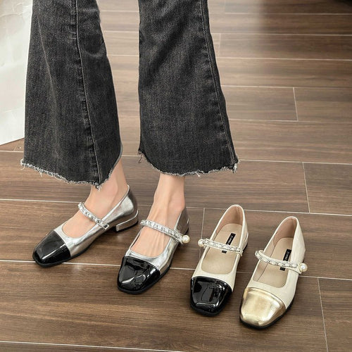 Damen elegante Mary Jane Ballerinas mit dekorativer Schnalle EB