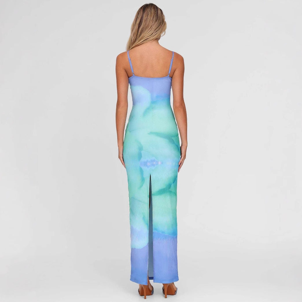 Damen Maxikleid im eleganten Fluid-Design mit feinen Spaghettiträgern EB