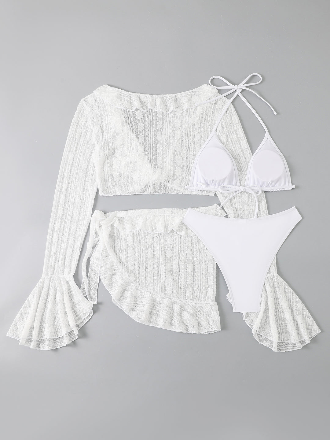Damen zweiteiliges Badeanzug-Set mit verführerischem Spitzenoberteil und hoch taillierter Hose EB