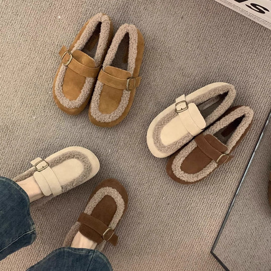 Damen Hauschuhe mit komfortablem Kunstfellrand EB