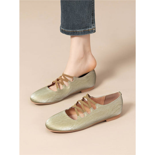 Damen flache Ballerinas mit elegantem Riemendesign EB