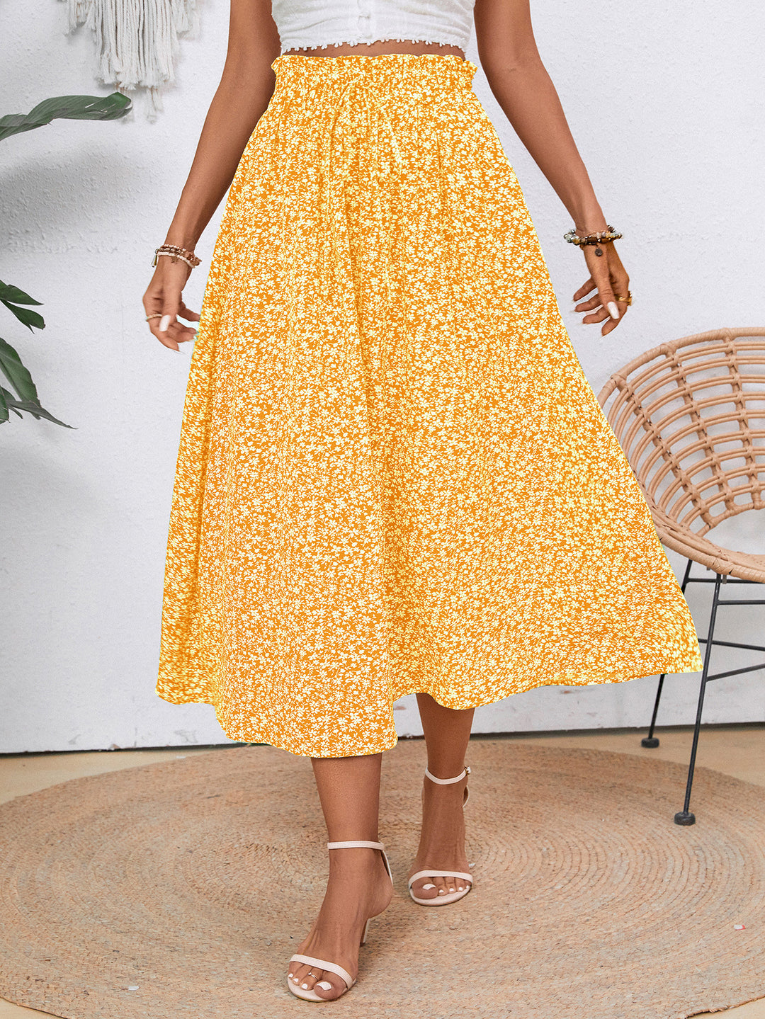 Damen Midi-Rock mit floralen Print EB