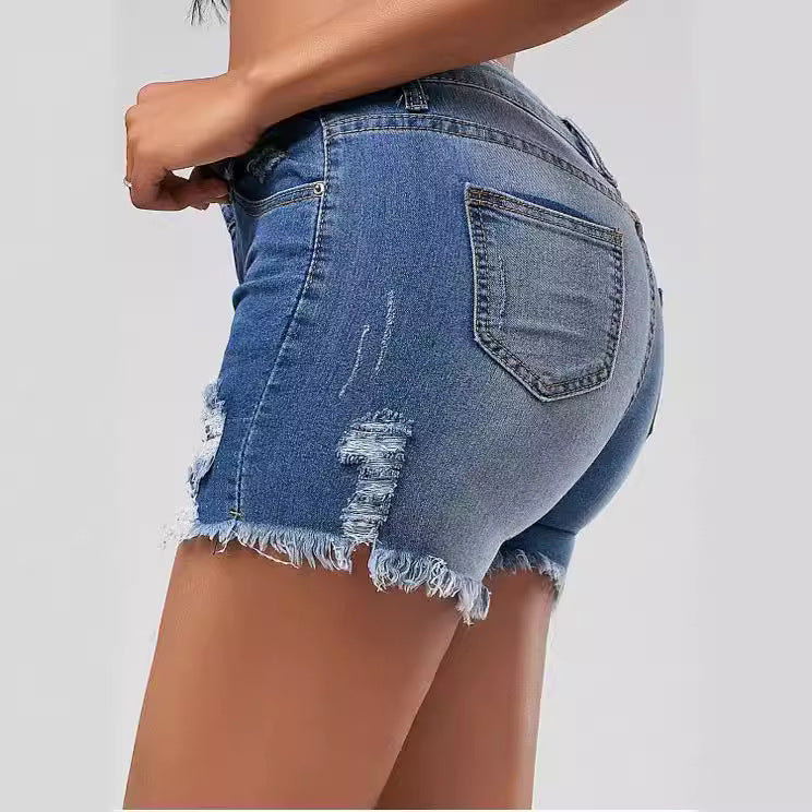 Damen Destroyed Denim Shorts EB