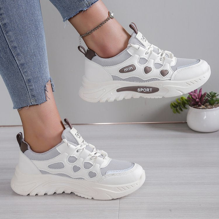 Damen Sportliche Sneakers mit elastischen Schnürsenkeln und atmungsaktiver Mesh-Oberfläche EB
