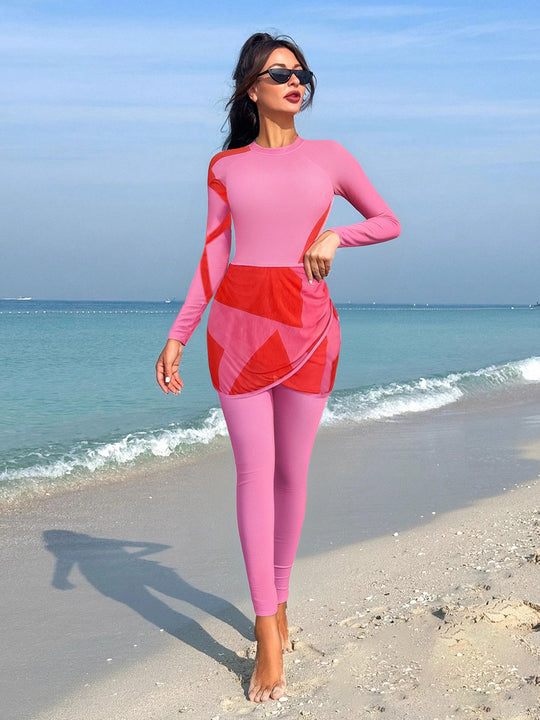 Damen Sportlicher Badeanzug mit schwingendem Rock EB