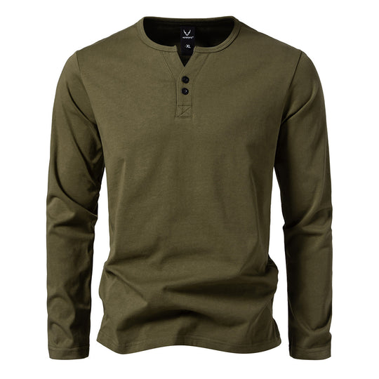 Herren nan langärmeliges Henleyshirt mit Knopfleiste, Rundhalsausschnitt und schlanker Passform EB