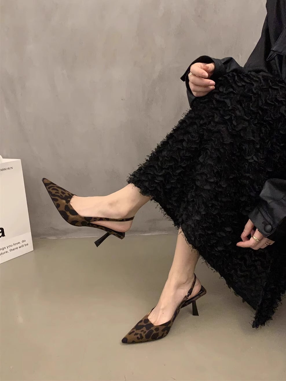 Damen Slingback-Pumps mit animalischem Print und feinem Absatz EB