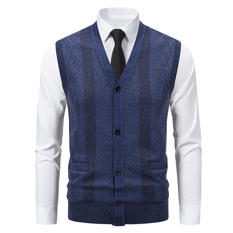 Herren Strickjacke mit klassischem V-Ausschnitt und feinem Zopfmuster EB